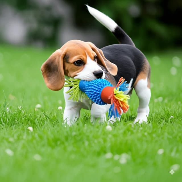 🐶 Puppy Beagle with its fav toy
