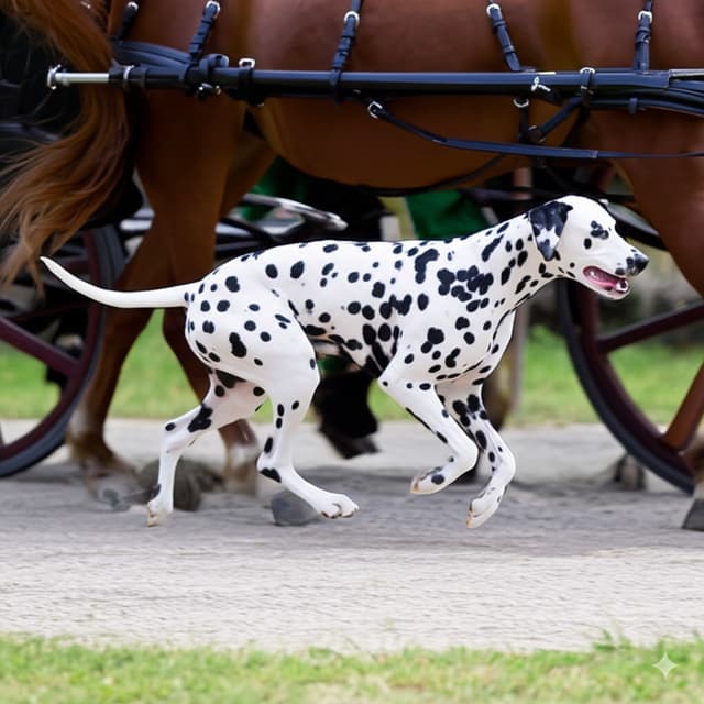 🐶 Dalmatian running alongside a horse or carriage