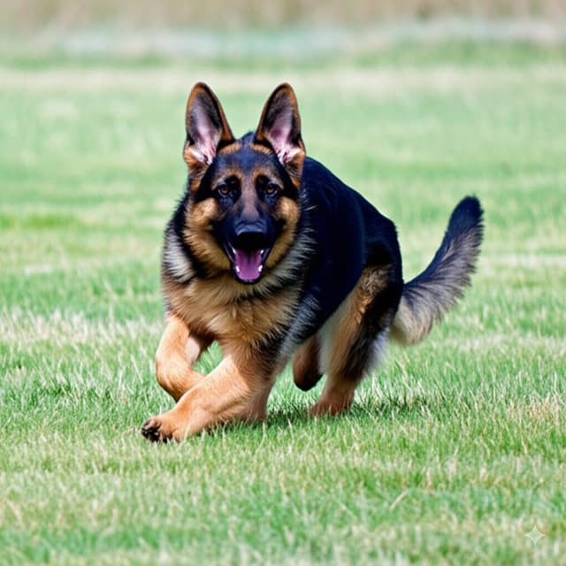 🐶 German Shepherd Dog running in a field