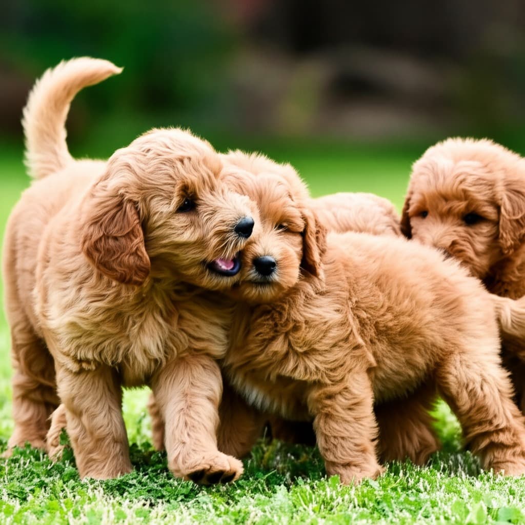 🐶 Mini Goldendoodle puppy playing