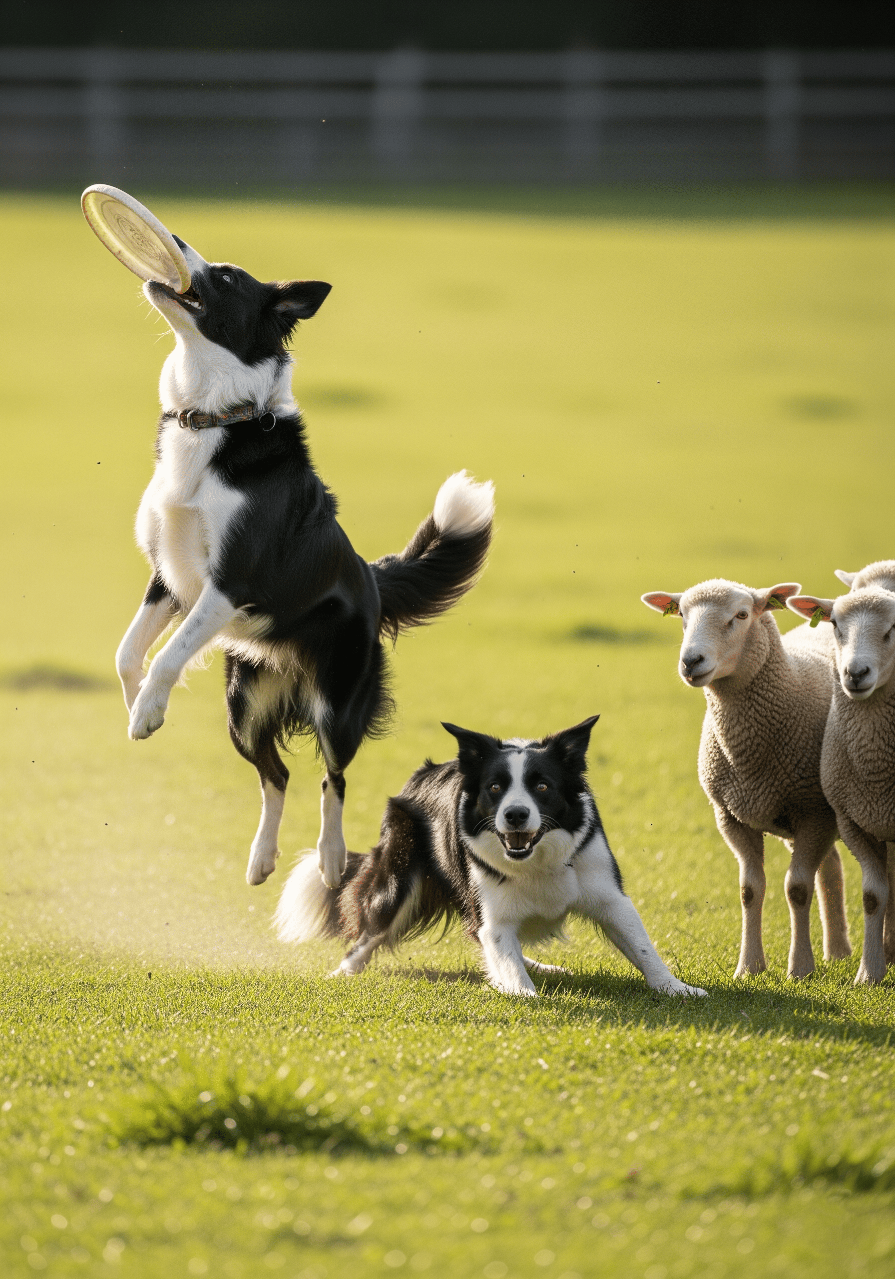 ๐ Border Collie dog playing with a frisbee with their group