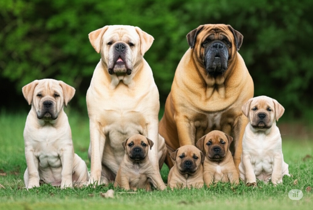 ๐ English mastiff with its entire family