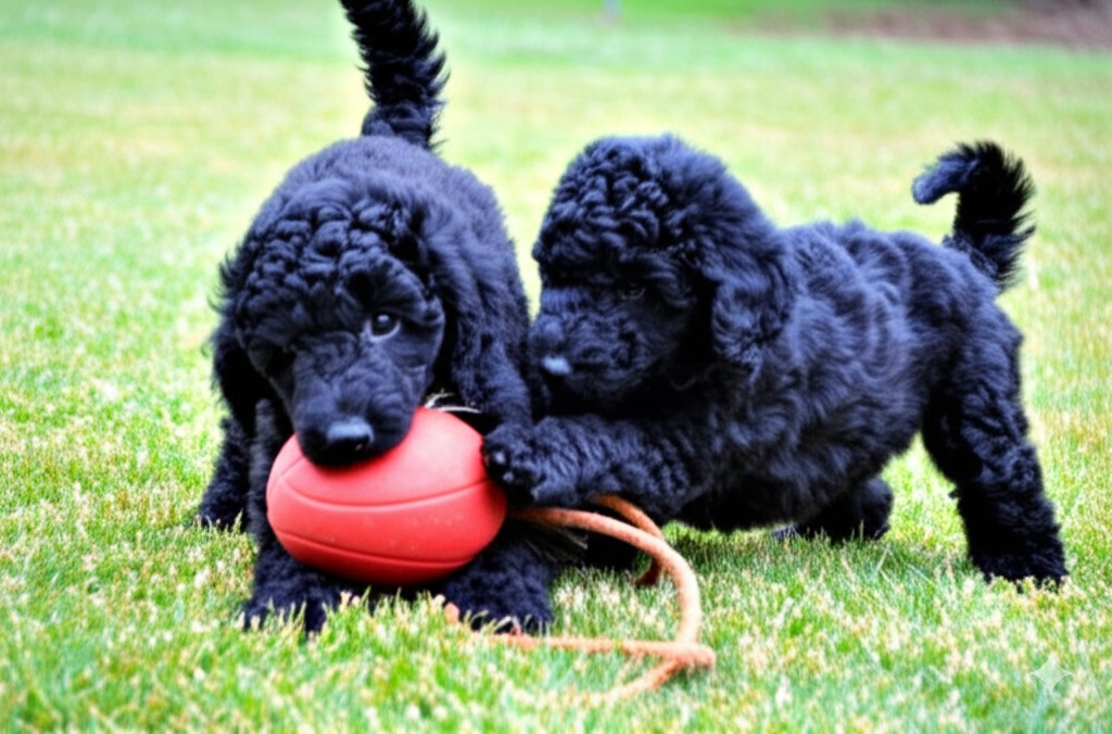 🏠 Moyen poodles playing together